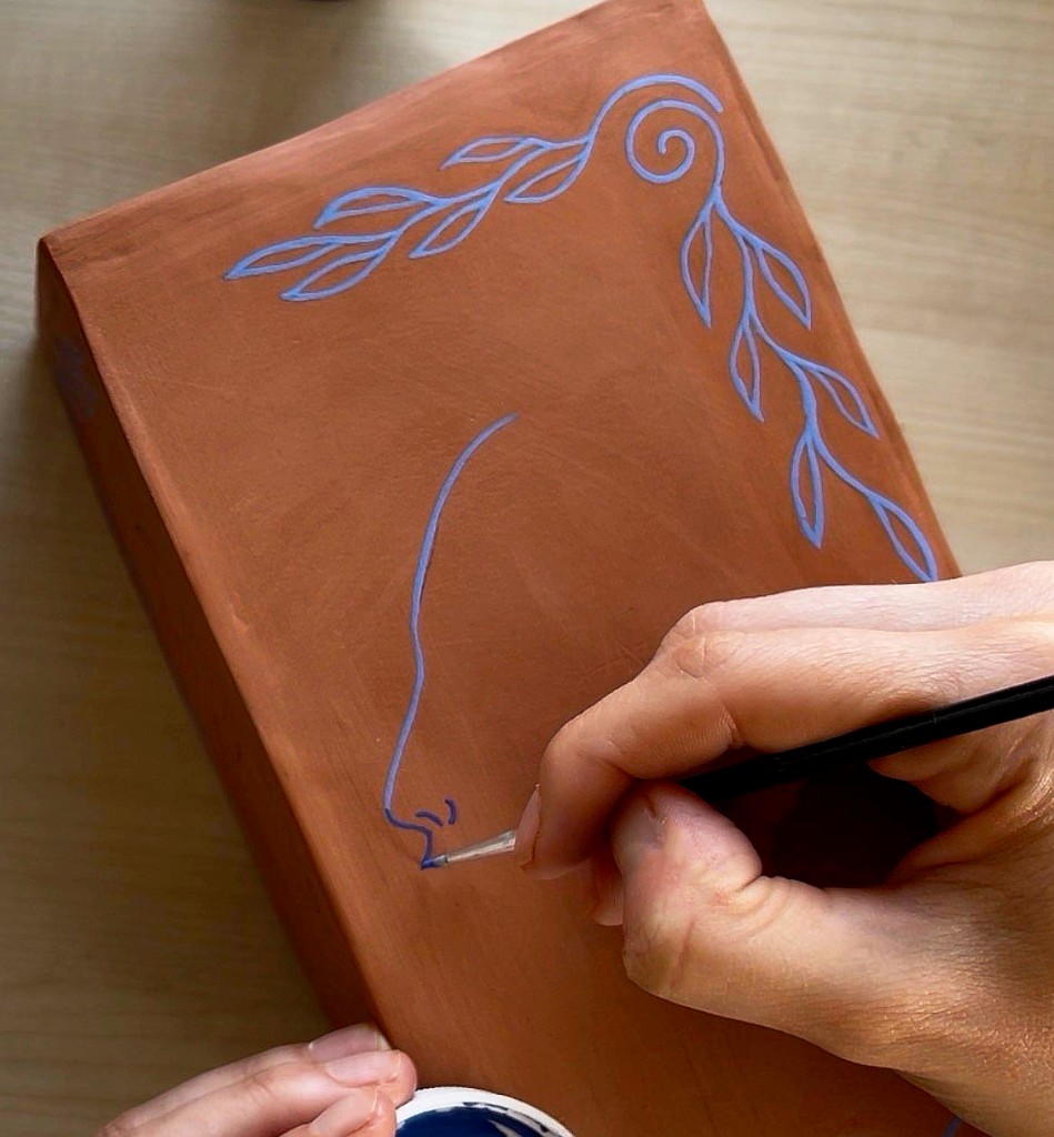 Détail peinture lampe à poser – profil